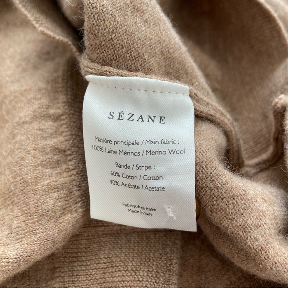 Sezane Jacob Jumper Merino Wool Camel Sweater Mock Neck size XS French Fitted - Picture 7 of 9